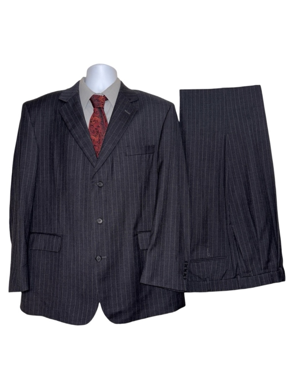 Men's Black Pinstripe 2 Piece Suit